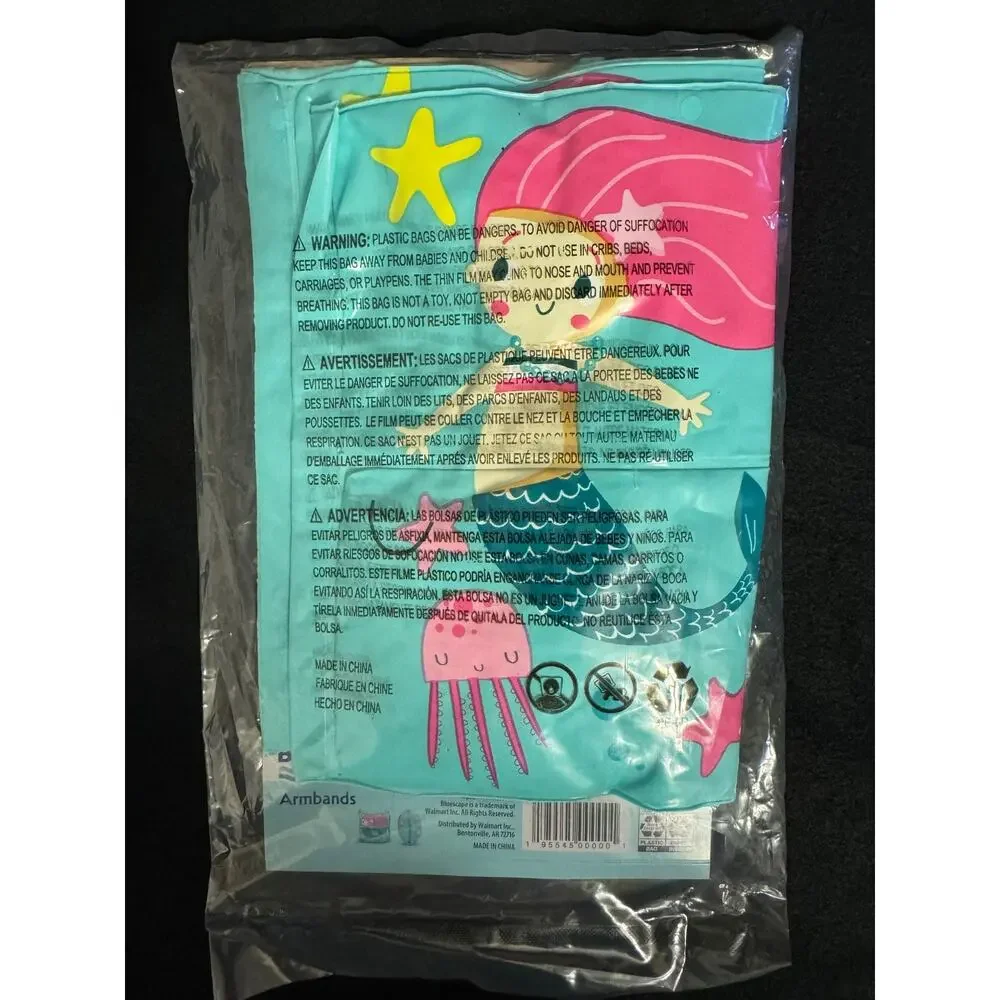 Bluescape Kids Inflatable Swim Armbands Mermaid, 2-Piece New in Bag